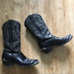 TEXAS MADE Women's Black Leather Western Boot w Traditional Stitching, Size 10M